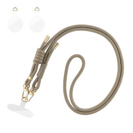 ショルダーストラップ ウォームグレージュ 挟み込みシート 2WAY 肩掛け 首掛け iPhone Android スマホ テックアクセサリー