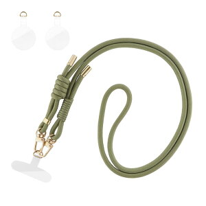 ショルダーストラップ オリーブ 挟み込みシート 2WAY 肩掛け 首掛け iPhone Android スマホ ストラップ 落下防止