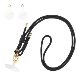 ショルダーストラップ ブラック 挟み込みシート 2WAY 肩掛け 首掛け iPhone Android スマホ テックアクセサリー