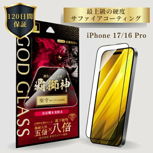 iPhone17 iPhone 16 Pro ガラスフィルム GOD GLASS 覇獅神 堅守 覗き見防止 180度 落下耐性8倍 新世代ガラス サファイアコーティング 耐傷性5倍 モース硬度7 全面保護 左右から防止 貼りサポMaster Fit付属