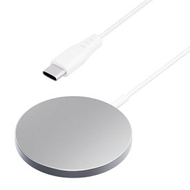 マグネット式 ワイヤレス充電器 USB Type-C 一体型ケーブル 2m ホワイト 充電 ワイヤレス マグネット充電 タイプC タイプシー 黒 外出先 agSafe対応 ケーブル一体型 iPhone 急速充電 置くだけ充電 薄型 コンパクト