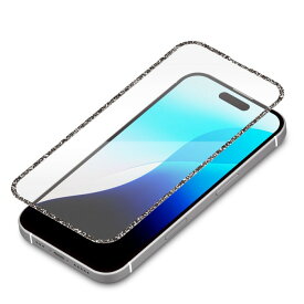 iPhone16Pro ガラスフィルム 全面保護 高透明 ラメ ラメフレーム ブラック フィルム 液晶保護 ガラス iPhone 16Pro アイフォン16Pro