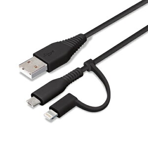 ϊRlN^t 2in1 USBP[u(Lightning&micro USB) 1m ubN CgjOP[u Lightning USBP[u