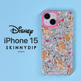 iPhone 15 ケース わんわん物語 クリア iPhone15 アイフォン15 レディ トランプ ディズニー キャラクター DIsney かわいい おしゃれ 人気 キラキラ ラメ グリッター 衝撃吸収 スキニーディップ SKINNYDIP 正規品 カバー ソフトケース スマホカバー スマホケース