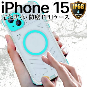 iPhone15 P[X h ho Jo[ NA ϏՌ TPU  u[ IP68 MagSafe }OZ[tΉ CX ACtH15 H C AEghA C v[ 360xSی Xgbvz[