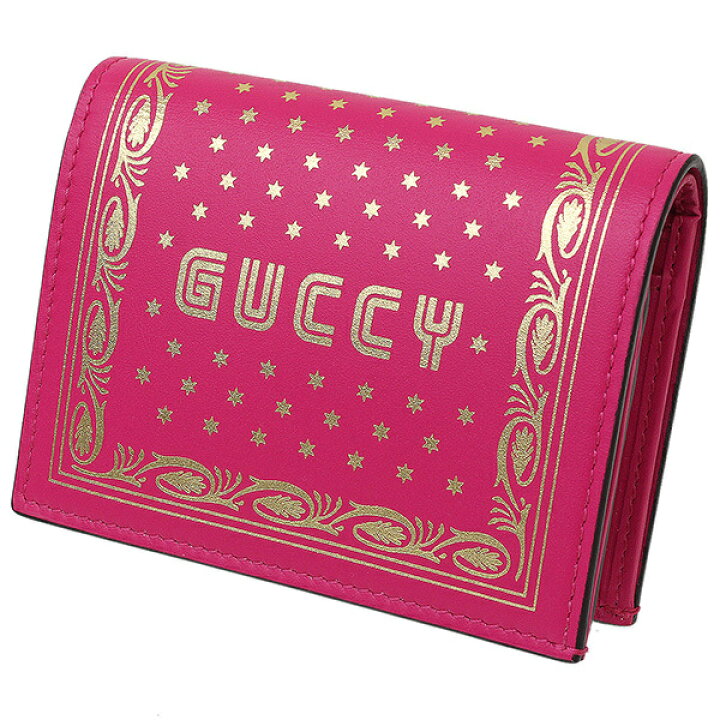 楽天市場】(グッチ)GUCCI GUCCY セガロゴ レザー 二つ折り財布 ピンク  
