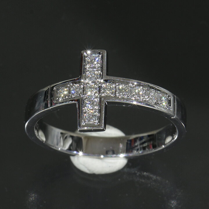 楽天市場】SJX クロス ダイヤモンド0.12ct リング 12号 750 K18WG 現行  