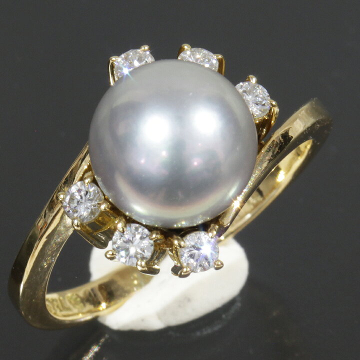 楽天市場】MIKIMOTO ミキモト パール8mm ダイヤ6石リング 9号 K18YG 