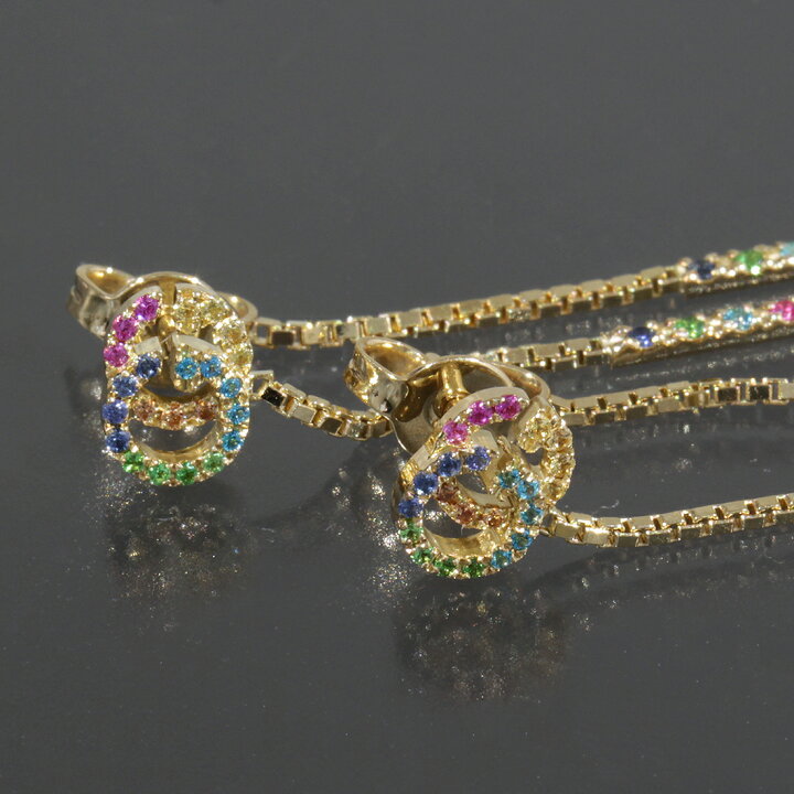 楽天市場】グッチ GUCCI GGランニング マルチカラー ピアス 750 K18YG 