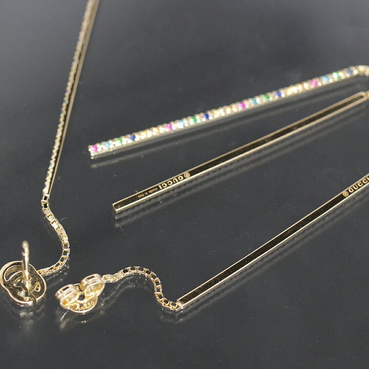 楽天市場】グッチ GUCCI GGランニング マルチカラー ピアス 750 K18YG 