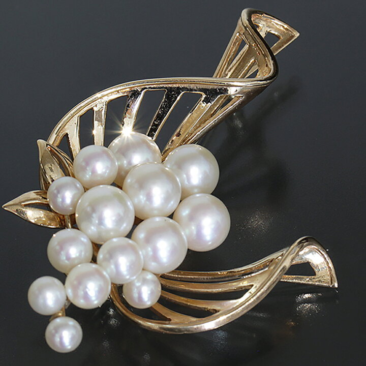 楽天市場】MIKIMOTO ミキモト 大きめブローチ アコヤパール4~6.8mm K14 