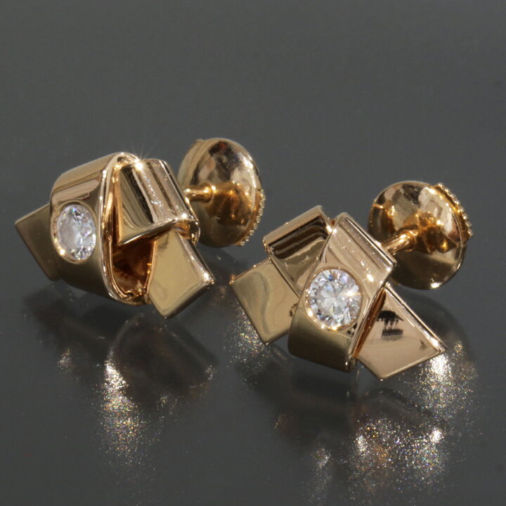 楽天市場】カルティエ Cartier ダイヤ ピアス ラブノット Au750 K18PG  