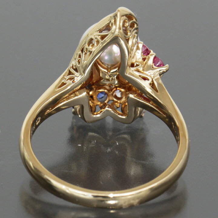 楽天市場】ミキモト アコヤパール7.4mm ダイヤ0.2ct サファイヤ0.21ct 