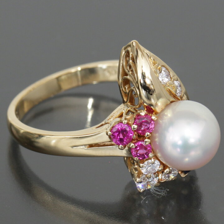 楽天市場】ミキモト アコヤパール7.4mm ダイヤ0.2ct サファイヤ0.21ct 