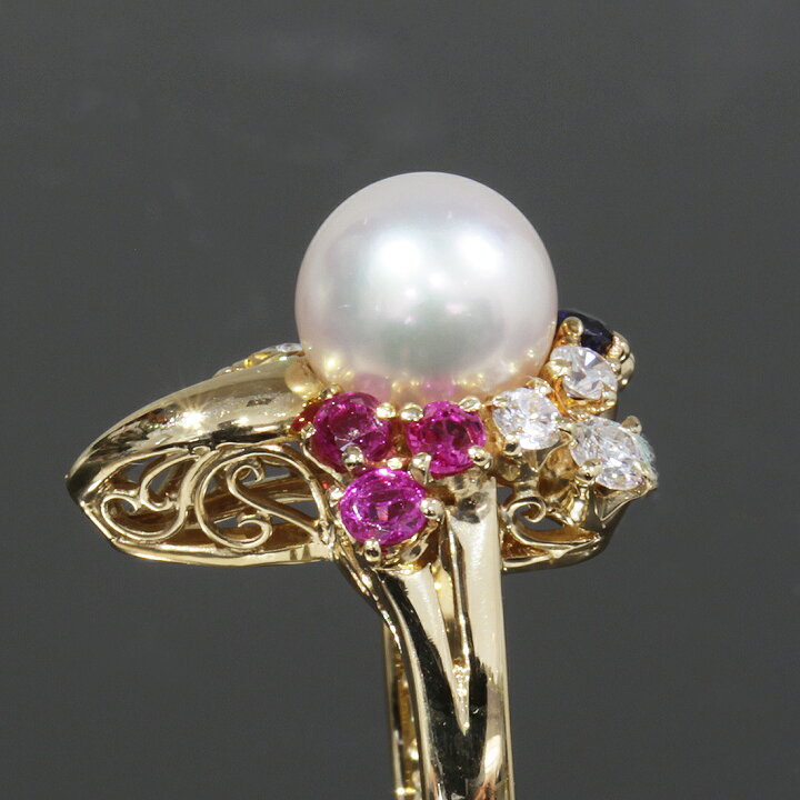 楽天市場】ミキモト アコヤパール7.4mm ダイヤ0.2ct サファイヤ0.21ct 
