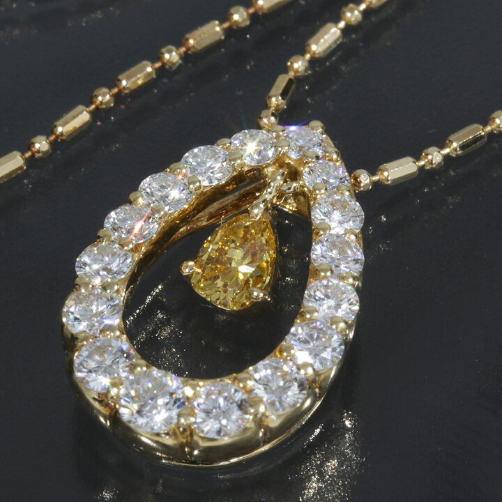 楽天市場】ダイヤモンド0.72ct イエローダイア0.19ct ネックレス K18YG  