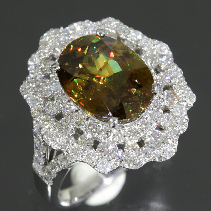 楽天市場】極上 スフェーン4.23ct メレダイヤ計1ct リング PT950 11号 
