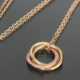 カルティエ Cartier トリニティネックレス ピンクサファイヤ Au750 K18PG E1846 | レディースゴールド ファッション チェーン ペンダント トップ チャーム ブランド【中古】