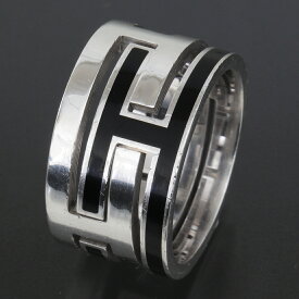 エルメス HERMES ムーブアッシュ リング 8.5号(49) Ag925 ブラック×シルバー D9442| 指輪 レディース指輪 太め レディース指輪 ファッションリング 指輪 シルバー指輪 指輪 レディースシルバー 指輪 ブランド【中古】