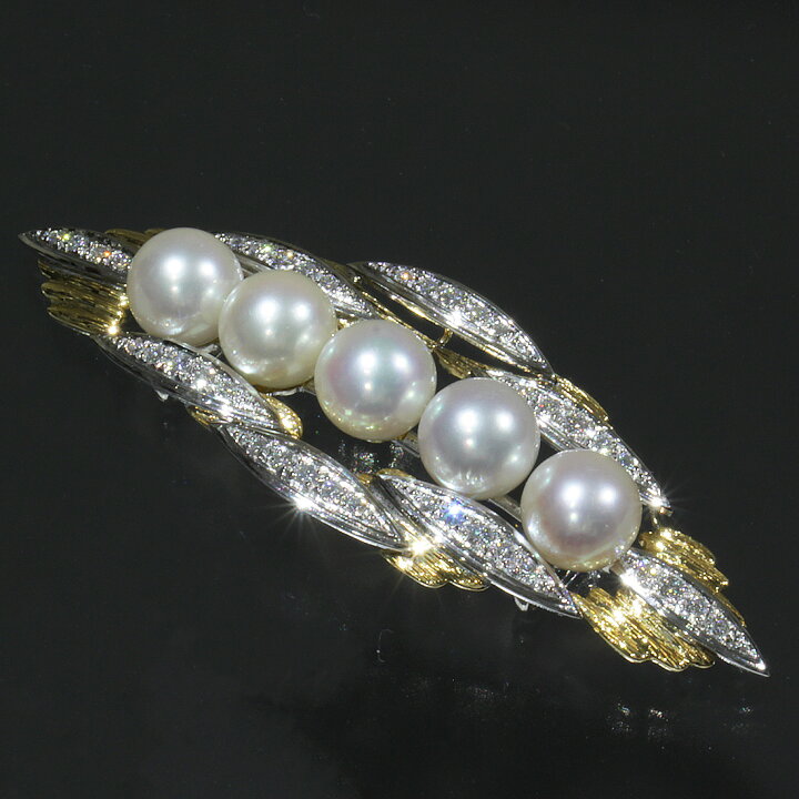 楽天市場】ミキモト 帯留め アコヤパール5玉 パヴェダイヤ K18 K14WG 