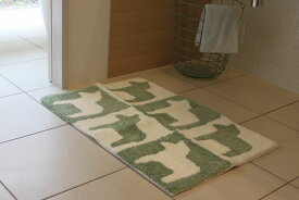 縁起物　干支　ウマ　馬　バスマット 玄関マット アクセントマット ラグ 北欧 ラッキーモチーフ 風水 ダーラナホース グリーン【インテリア】【K-04a】洗える 室内 屋内 エントランスマット 滑り止め　デスク　保護