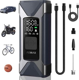 ASMAX 自転車 空気入れ 電動空気入れ バイク 車 エアーポンプ 2500mAh×3 大容量バッテリー 最大圧力160PSI タイヤ空気圧検知 50cmクイックリリースエアホース 自動停止 米式/仏式/英式 浮き輪バル