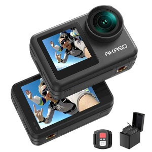 AKASO Brave 7 LE �A�N�V�����J���� 4K60fps 20MP IPX7�{�@�h�� 40M�h�� �����J���� �Z����Ԃ�␳ �A�N�V�����J�� �f���A���J���[ �^�b�`�p�l���� �^�C�����v�X WiFi/Type-C�O���}�C�N�Ή� 1350mAh�o�b