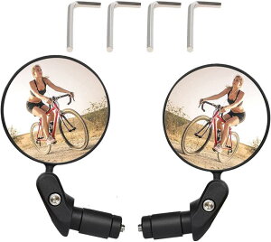 Etermeta 自転車バックミラー 二個セット 17.4-22mmハンドル適用 360°調整可能 サイクリングミラー バーエンドミラー 自転車ツール 広角 凸面鏡 マウンテンバイク用 ロードバイク用