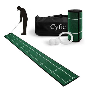 ゴルフ パター練習マット 4点セット パッティングマット Cyfie スイング練習 ゴルフ練習マット パター練習器具 パター技術向上 距離感練習 ロングサイズ 静音防音 ズレにくい コンパクト