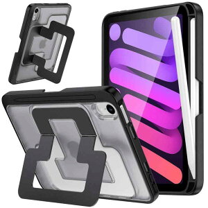 SANDUODD iPad mini �P�[�X ��7���� 8.3�C���`�i2024�EA17 Pro�j�Ή� / ��6����i2021�j�Ή� �ČRMIL�K�i �c���f���A���X�^���h �y�����[ ���^ �ϏՌ� ������ (�}�b�g�u���b�N)