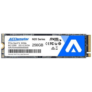 Acclamator SSD 256GB NVMe M.2 2280 PCIe Gen3.0×4 �Ǎ��ő�1800MB/�b ����SSD 3D NAND�̗p SLC�L���b�V������ �m�[�g�p�\�R��/�f�X�N�g�b�v�ɑΉ� ���[�J�[3�N N20