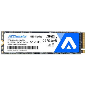 Acclamator SSD 512GB NVMe M.2 2280 PCIe Gen3.0×4 �Ǎ��ő�2200MB/�b ����SSD 3D NAND�̗p SLC�L���b�V������ �m�[�g�p�\�R��/�f�X�N�g�b�v�ɑΉ� ���[�J�[3�N N20