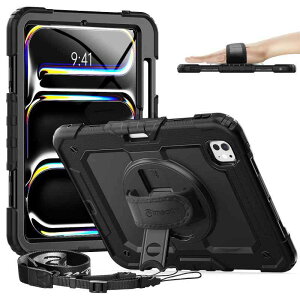Timecity iPad Pro 11�C���` (M5/M4) ��5���� ��p�P�[�X �ϏՌ� �n���h�O���b�v/�V�����_�[�X�g���b�v�t�� ���u��/�c�u�� 360�x��]�X�^���h �y�����[ �H�� ���� ��ʃt�B���� �h�o ���h�~ ��� �S��