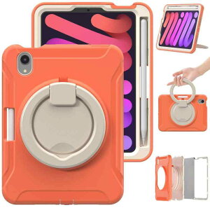 iPad �p �P�[�X, iPad �p Mini A17 Pro ��7���� 2024 / Mini ��6���� 2021 8.3�C���` �J�o�[ �����O�t�� �Ռ��z�� �y�� ��� 360�x��] ������ �X�^���h ������t�� �n���h���t mini7/mini6
