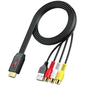 Neoteck RCA to HDMI �ϊ��R���o�[�^�[ AV to HDMI �ϊ��� 720P/1080P�Ή� 16:9/4:3 �ؑւł� 60cm RCA�P�[�u������ 3�F�[�q hdmi �ϊ��A�_�v�^ Wii/PS1/PS2/N64�ȂǂɑΉ� PAL