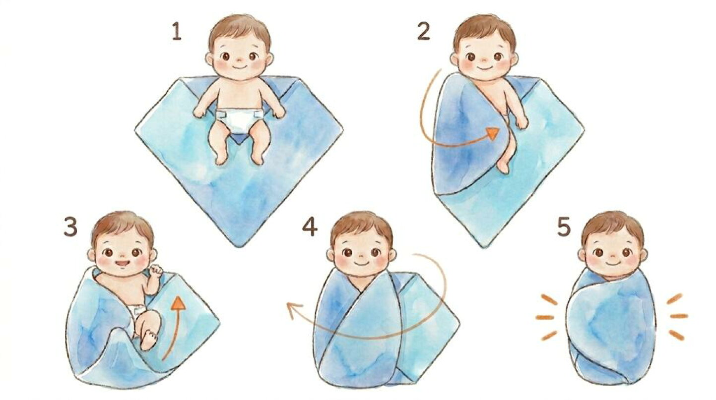 おくるみ バス タオル 巻き 方