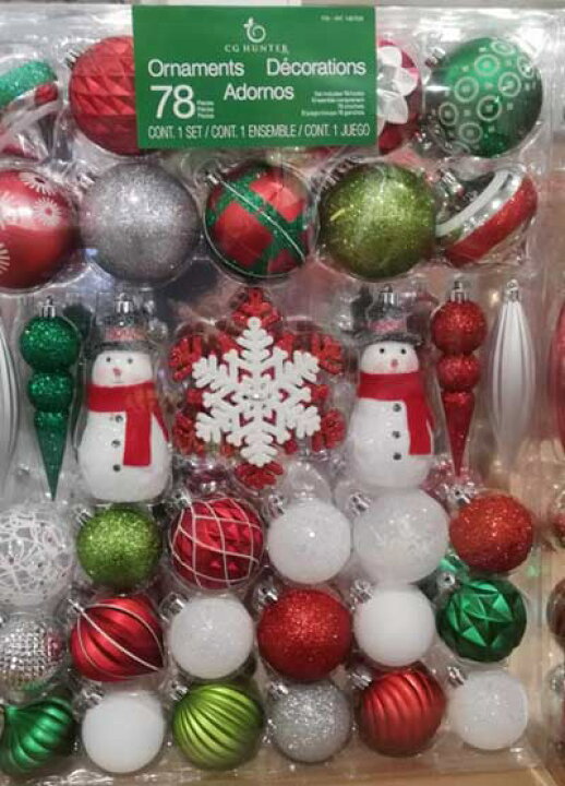 楽天市場 5の倍数日は楽天カードエントリーで5倍 即納 Costco コストコ通販クリスマス オーナメント 78個セット Whiteleaf ホワイトリーフ
