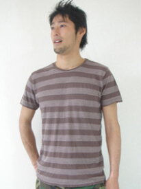 あす楽★即納ストライプTシャツ【オルタネイティブアパレル】(Men)Tonal Stripe Crew (ブラウンストライプ)alternativeapperel/通販