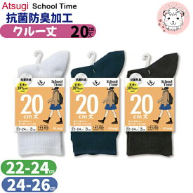 スクールソックス 20cm丈 ジャストクルーソックス 3足組3セット ATSUGI アツギ スクールタイム 靴下 くつ下 LJ70083 22-24cm/24-26cm