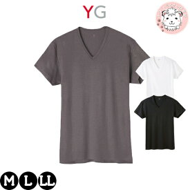 【お買い物マラソン限定ポイント5倍】【アウトレット】Vネック Tシャツ メンズ グンゼ YG ワイジー ダブルホット 抗菌防臭 半袖 あったかインナー YV0715V M チャコールグレー