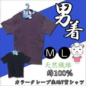 半袖 VネックTシャツ メンズ 7663 半袖V首Tシャツ クレープ生地 カラークレープ 清涼感 涼しい M 1000円ポッキリ