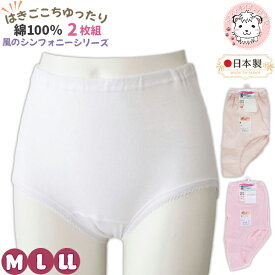風のシンフォニー ショーツ 2枚組 日本製 綿100% M/L/LL | 深ばき ゆったり 年間 無地 レディース 綿 下着 インナー