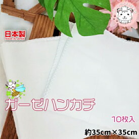 ガーゼハンカチ 縁取り 10枚組 日本製 約35cm×35cm 無地 ガーゼ生地 ハンカチ カラー 綿100％ 二重ガーゼ 100本打込 子供 保育園 お食事 沐浴 ダブルガーゼ