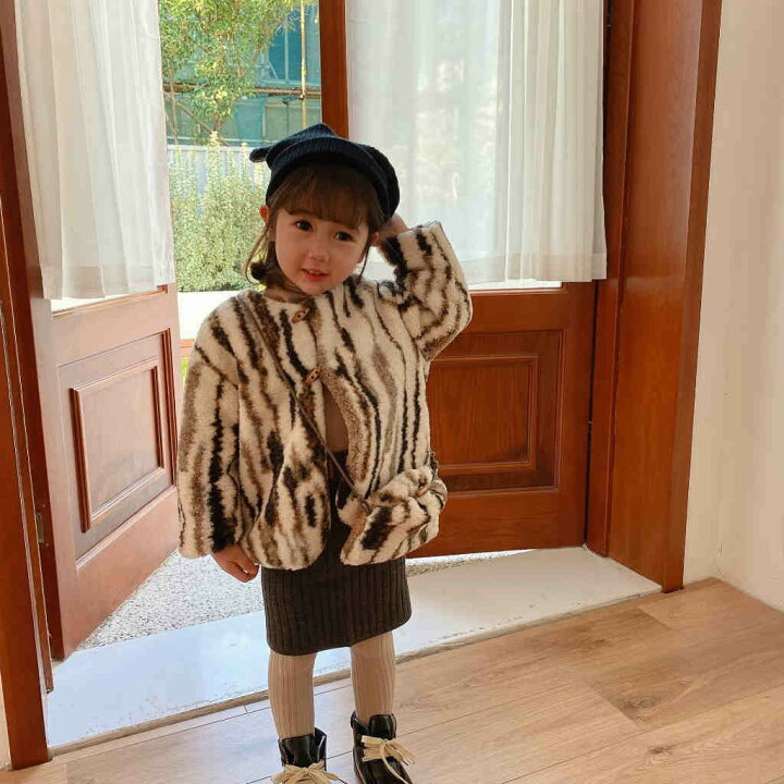 楽天市場 キッズ コート ノーカラーコート ファーコート トグルボタン 襟なし 女の子 可愛い キュート 子供サイズ 小人 ガールズ ジュニア 韓国子供服 カジュアル アニマル柄 ブラウン 90 100 110 1 130 140 サイズ 送料無料 White Panther