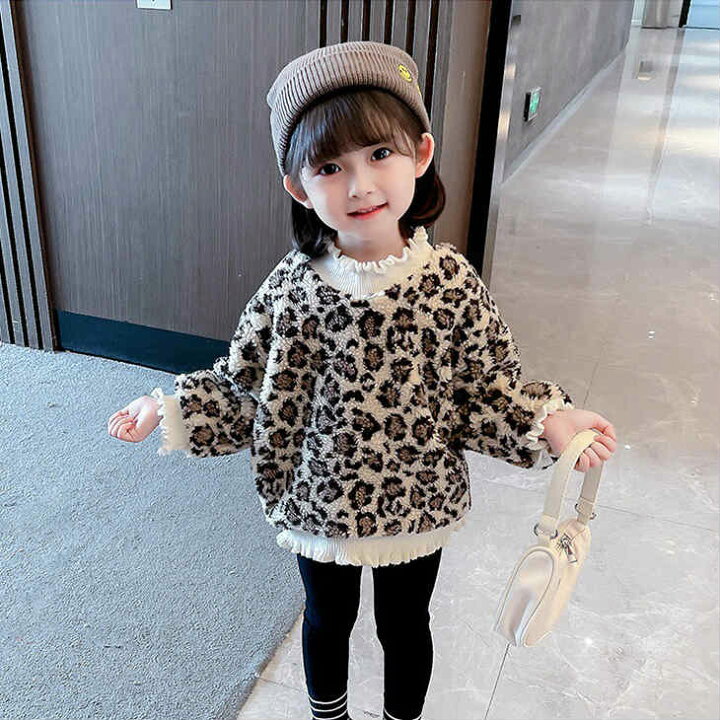 楽天市場 キッズ ニット セーター ヒョウ柄 立ち襟フリル トップス 長袖 女の子 可愛い キュート 子供 小人 ガールズ ジュニア 韓国子供服 カジュアル クール セレカジ ベージュ ブラック オフホワイト 90 100 110 1 130 サイズ 送料無料 White Panther