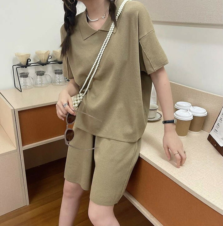 楽天市場 レディース セットアップ 上下セット パンツセット ハーフパンツ プルオーバー シャツ 半袖 カジュアル 大人可愛い 大人女子 デイリー 普段着 休日コーデ シンプル 無地 おしゃれ お出かけ デート リラクシー ブラック ベージュ キャメル フリー White Panther