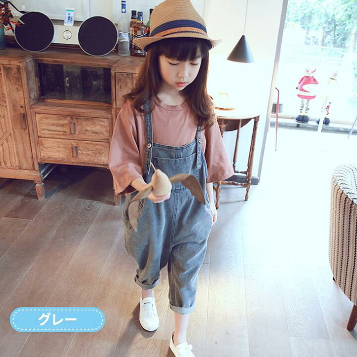 楽天市場 キッズ デニム オーバーオール サロペット ジーンズ ジーパン 女の子 可愛い キュート 子供 ジュニア ブルー グレー 灰色 青 90 100 110 1 130 サイズ White Panther