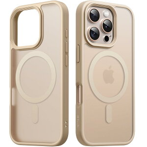 【送料無料】JETech iPhone 16 Pro 6.3インチ用 マグネット ケース MagSafeに対応 半透明のマット背面 薄型 耐衝撃 カバー (デザートチタニウムバック)