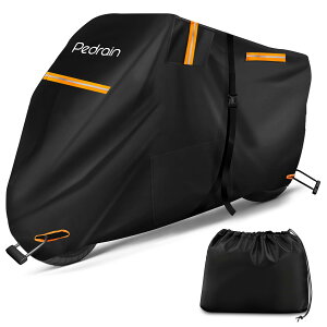 Pedrain バイクカバー【2024革新 一体型収納】50cc 125cc 250cc 400cc 大型 300D厚手 耐熱 2.5m延長防風ベルト 防水 防雪 破れにくい 紫外線99%カット 色褪せない 蒸れ/錆び防止 錆びにくい 警告反射テー