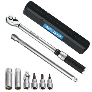【送料無料】GOYOJO トルクレンチ プレセット型 磁気薄型スパークプラグ 8点セット 差込角(3/8インチ) 10-60N.m 両回転対応 トルク精度 ±3% 自動車用、自電車、オートバイ、機械の整備 タイヤ交